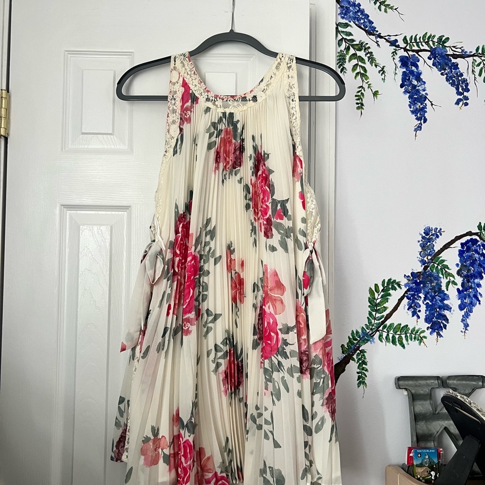 Free People Cream and Pink Lace Dress